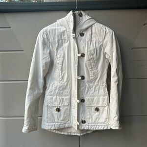 Women's White Quilted Winter Coat with Hood